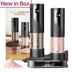 Gaivis Electric Salt & Pepper Grinder Set – Black (2-Pack)